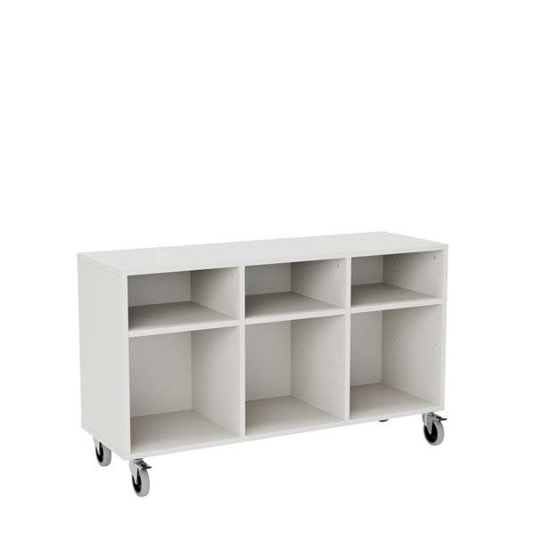 Stig reol med 6 rum p&aring; store hjul 710x1200x400mm gr&aring; laminat