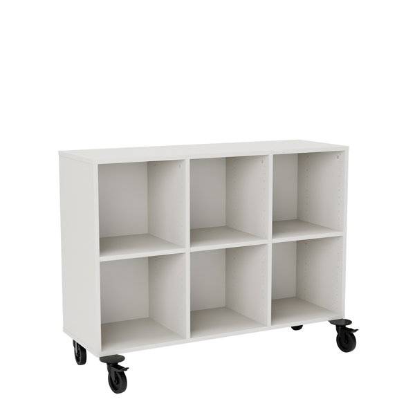 Stig reol med 6 rum p&aring; hjulplade 915x1200x400mm gr&aring; laminat