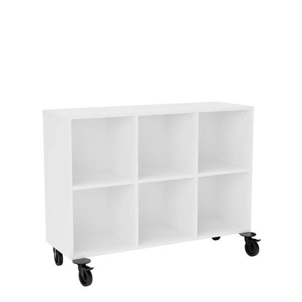 Stig reol med 6 rum p&aring; hjulplade 915x1200x400mm hvid laminat