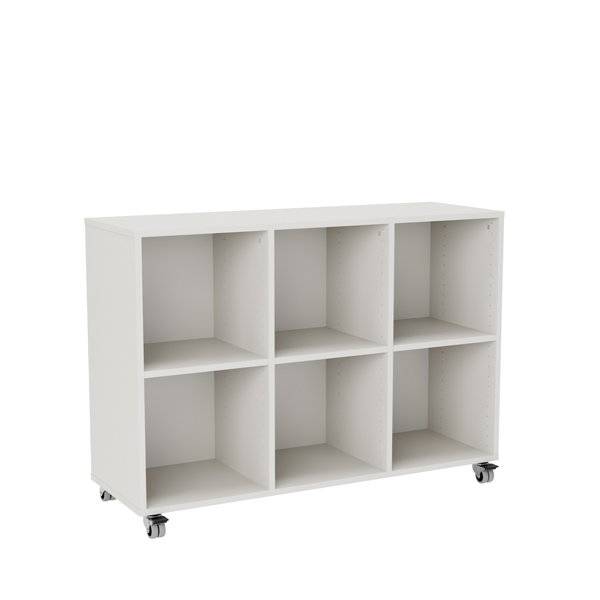Stig reol med 6 rum p&aring; sm&aring; hjul 865x1200x400mm gr&aring; laminat
