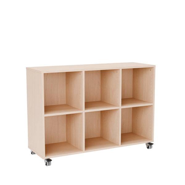 Stig reol med 6 rum p&aring; sm&aring; hjul 865x1200x400mm lys eg laminat