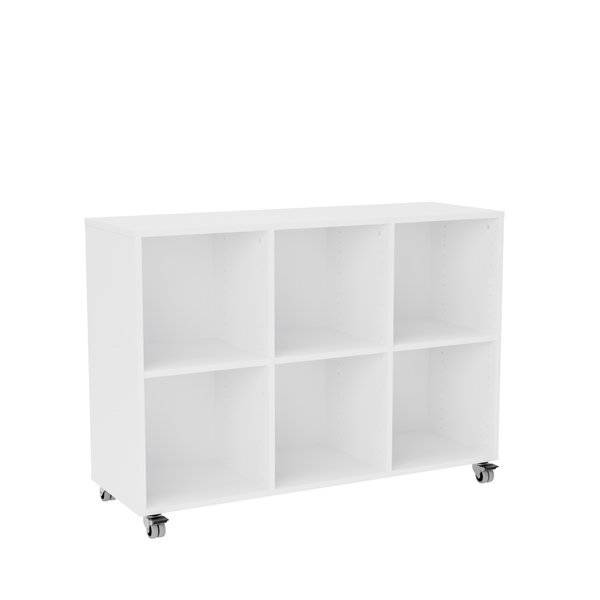 Stig reol med 6 rum p&aring; sm&aring; hjul 865x1200x400mm hvid laminat