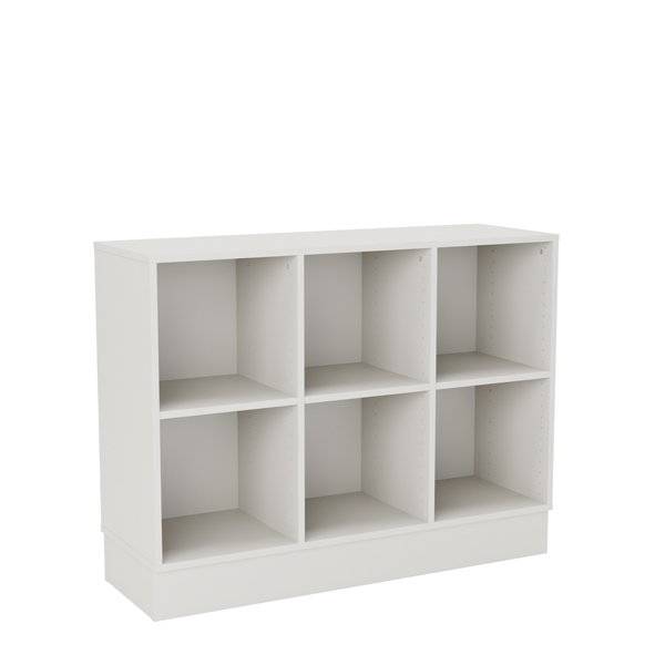 Stig reol med 6 rum p&aring; sokkel 865x1200x400mm gr&aring; laminat