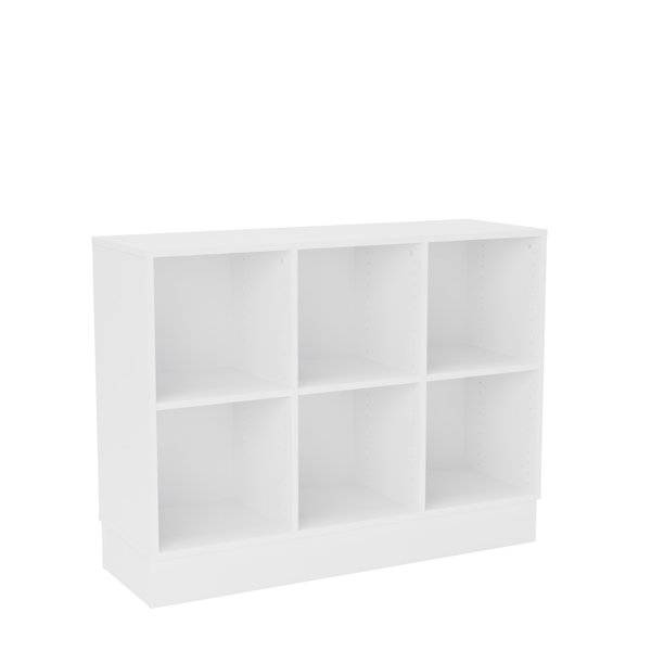 Stig reol med 6 rum p&aring; sokkel 865x1200x400mm hvid laminat