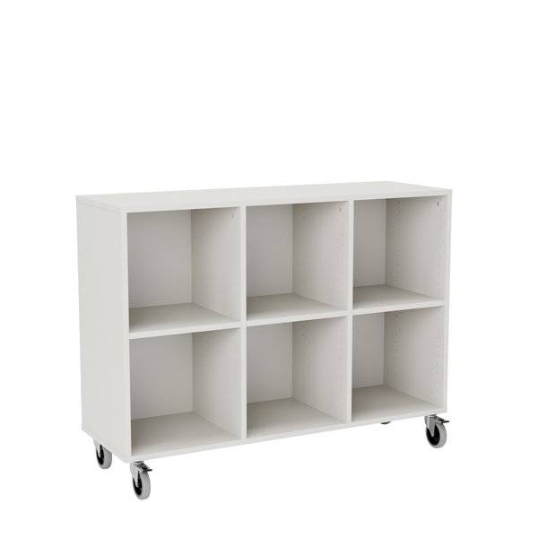 Stig reol med 6 rum p&aring; store hjul 905x1200x400mm gr&aring; laminat