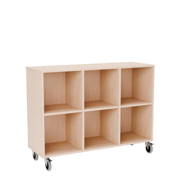 Stig reol med 6 rum p&aring; store hjul 905x1200x400mm lys eg laminat