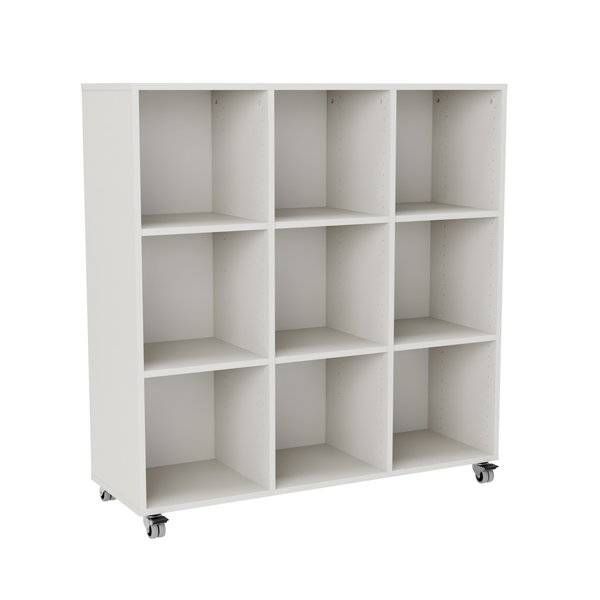 Stig reol med 9 rum p&aring; sm&aring; hjul 1250x1200x400mm gr&aring; laminat