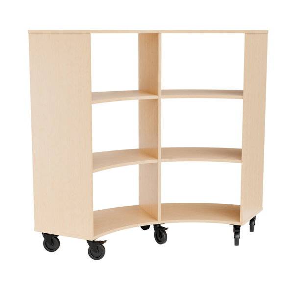 Stig reol buet p&aring; hjulplade 6 rum 1300x1500x595mm birk laminat