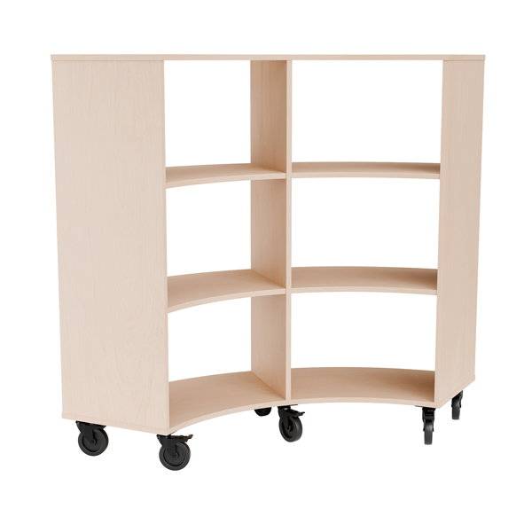 Stig reol buet p&aring; hjulplade 6 rum 1300x1500x595mm lys eg laminat