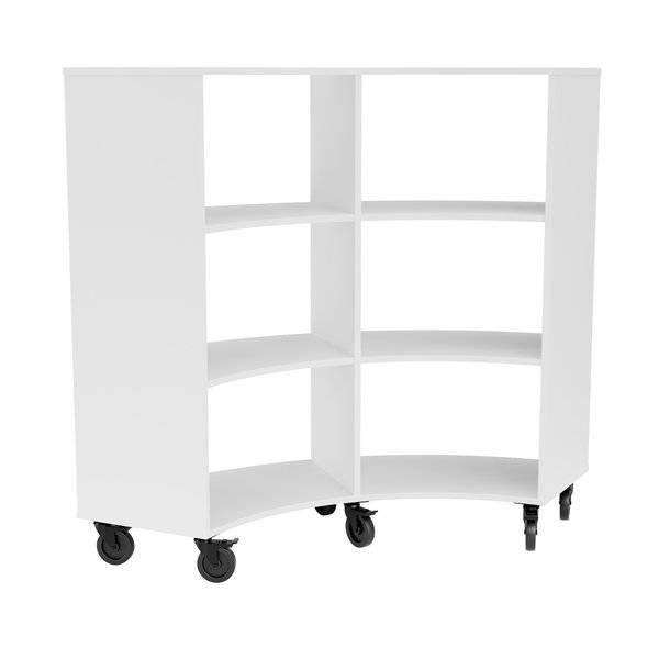 Stig reol buet p&aring; hjulplade 6 rum 1300x1500x595mm hvid laminat