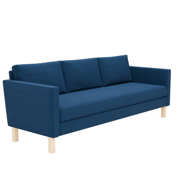 Stockholm daybed i bl&aring; med lige arml&aelig;n og ben i birketr&aelig;