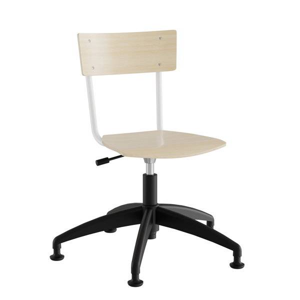 Strong 113 elevstol i birk laminat med hvidt stel og glidesko