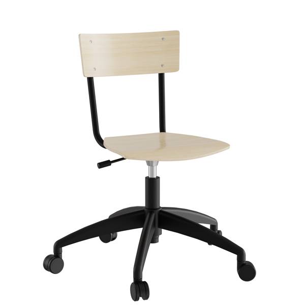 Strong 113 elevstol i birk laminat med sort stel og hjul