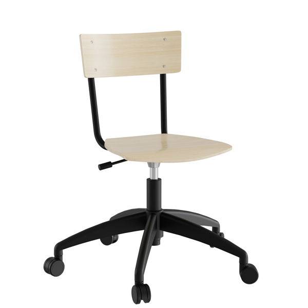 Strong 113 elevstol i birk laminat med sort stel og hjul