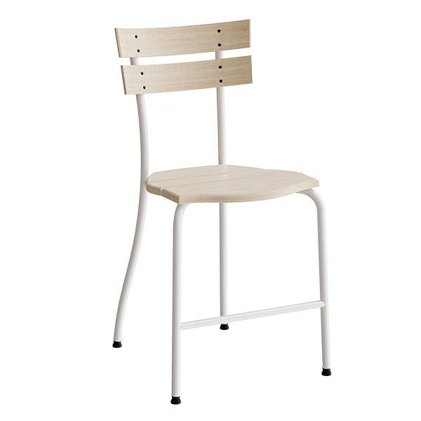 Suzette 146 elevstol i massiv birk med fodst&oslash;tte og hvidt stel