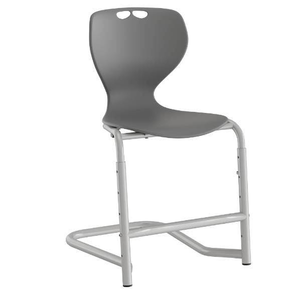 Tarris elevstol med gr&aring;t s&aelig;de, s&oslash;lv stel og fodst&oslash;tte