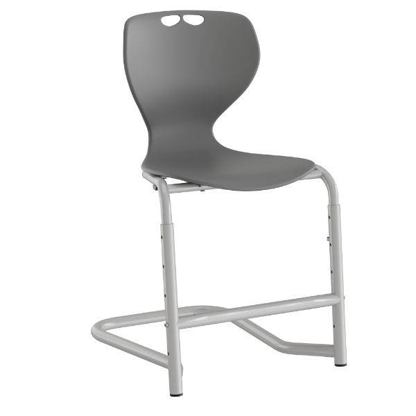 Tarris elevstol med gr&aring;t s&aelig;de, s&oslash;lv stel og fodst&oslash;tte