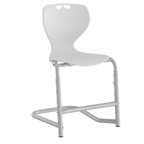 Tarris elevstol med hvidt s&aelig;de, s&oslash;lv stel og fodst&oslash;tte