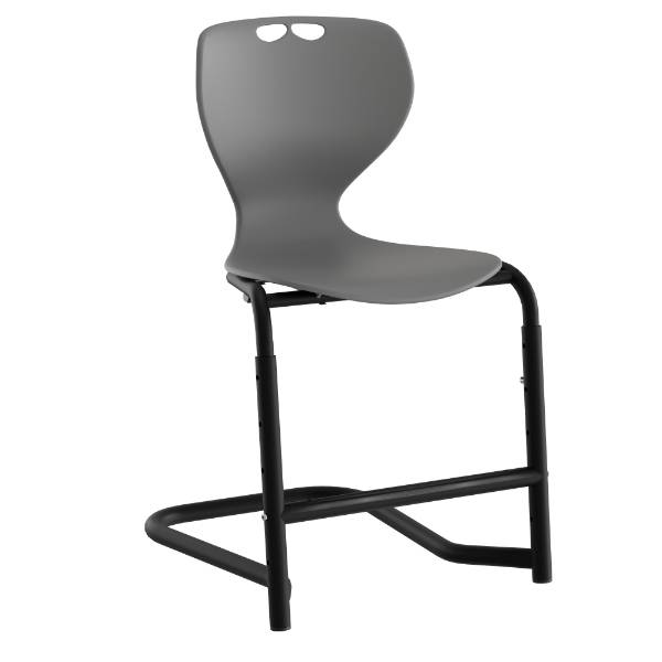 Tarris elevstol med gr&aring;t s&aelig;de, sort stel og fodst&oslash;tte