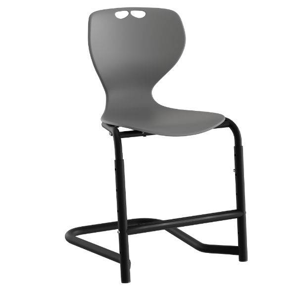 Tarris elevstol med gr&aring;t s&aelig;de, sort stel og fodst&oslash;tte