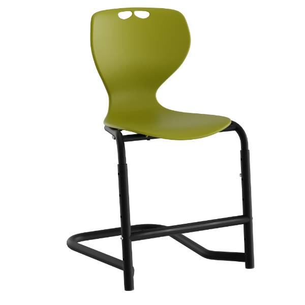 Tarris elevstol med oliven grønt sæde, sort stel og fodstøtte