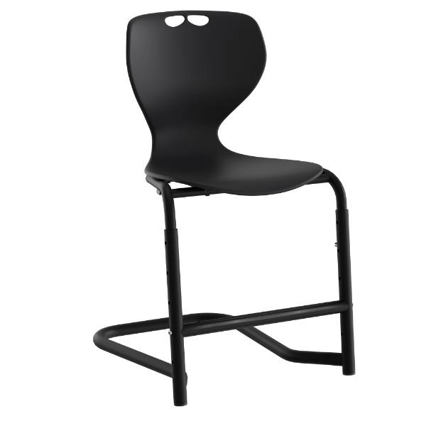 Tarris elevstol med sort s&aelig;de, sort stel og fodst&oslash;tte