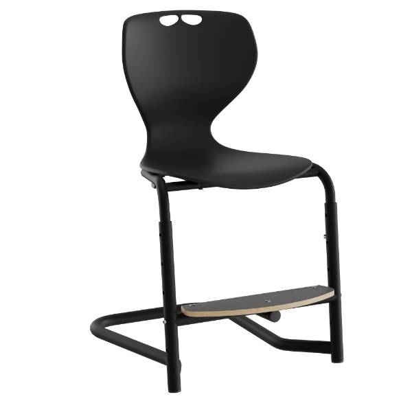 Tarris elevstol med sort sæde, sort stel og fodplade