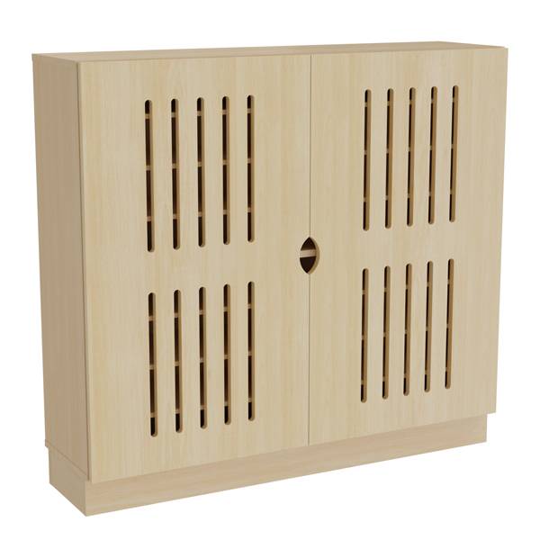 Viken madrasskab i birk laminat med plads til 8 madrasser