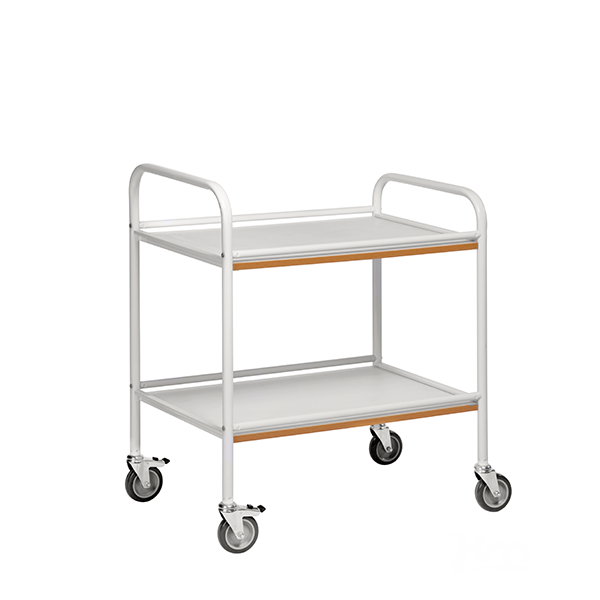 Rullebord mad/serveringsvogn i hvid laminat med hvidt stel