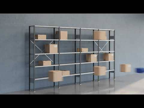 Lagerreol V06 udvidelsesfag med &aring;ben gavl 2500x1000x500mm lakeret