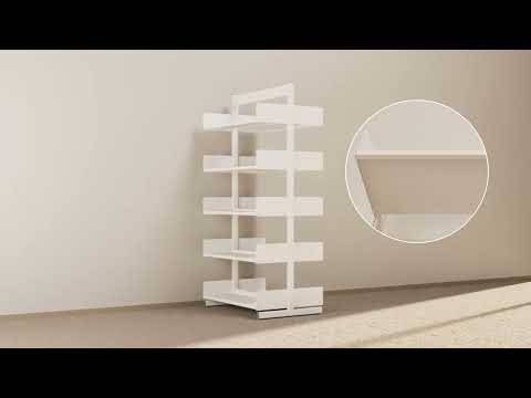 Kontorreol i stål til gulv 2200x600x400mm hvid tosidig grundsektion