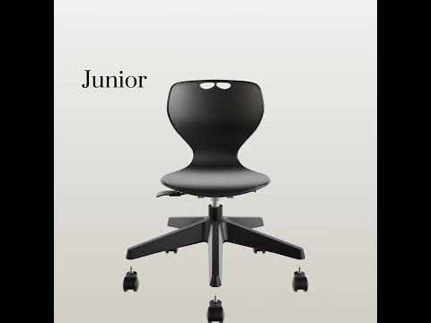 Tarris elevstol med gr&aring;t s&aelig;de og alugr&aring;t stel