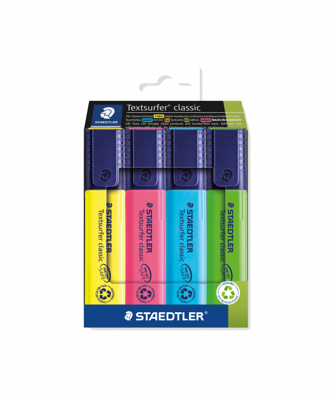 Staedtler highlighter, s&aelig;t med 4 farver