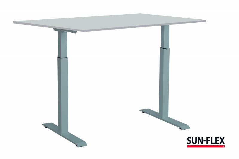 Sun-Flex EasyDesk Adapt III h&aelig;ve-s&aelig;nkebord 160x80cm gr&aring; med s&oslash;lv stel