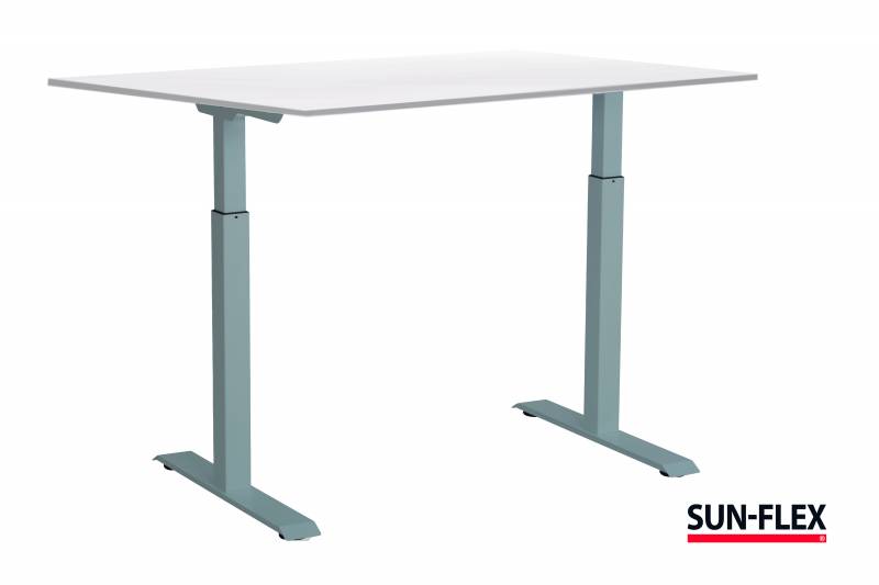 Sun-Flex EasyDesk Adapt III h&aelig;ve-s&aelig;nkebord 140x80cm hvid med s&oslash;lv stel