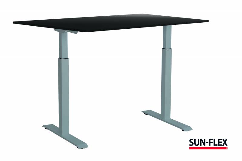 Sun-Flex EasyDesk Adapt III h&aelig;ve-s&aelig;nkebord 120x80cm sort med s&oslash;lv stel