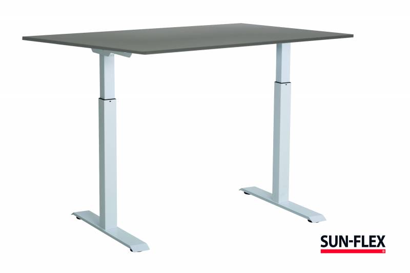 Sun-Flex EasyDesk Adapt III h&aelig;ve-s&aelig;nkebord 120x80cm gr&aring; med hvidt stel