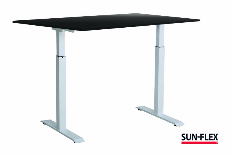 Sun-Flex EasyDesk Adapt III h&aelig;ve-s&aelig;nkebord 160x80cm sort med hvidt stel