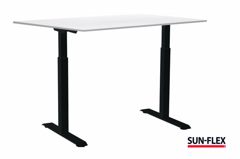 Sun-Flex EasyDesk Adapt III h&aelig;ve-s&aelig;nkebord 140x80cm hvid med sort stel