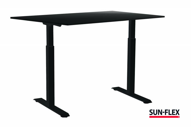 Sun-Flex EasyDesk Adapt III h&aelig;ve-s&aelig;nkebord 160x80cm sort med sort stel
