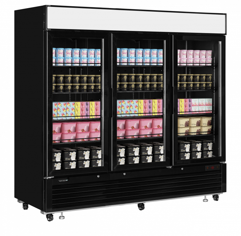 TefCold LGF7500B Elegant, sort displayfryser med lystop 1436 liter