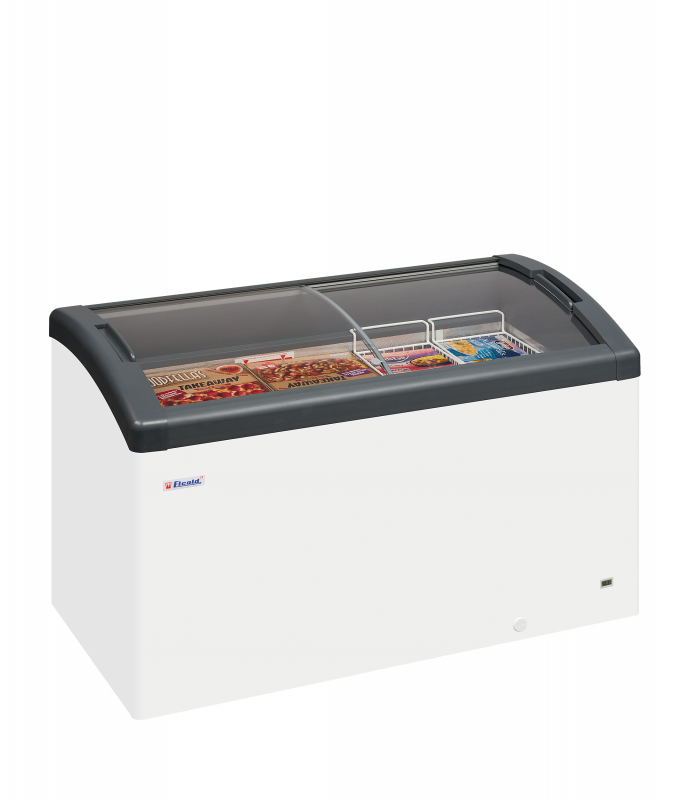 TefCold FOCUS 131 Kummefryser 254 liter med buede skydel&aring;g i glas