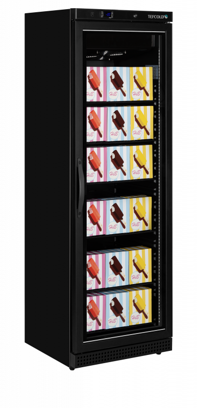 TefCold UF400VGB Sort displayfryser med glasd&oslash;r 340 liter