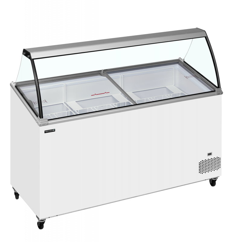 TefCold IC502SCE-SO isdisk 398 liter med vinklet glastop hvid
