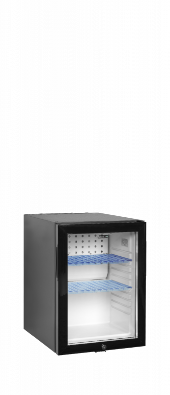TefCold minibar TM45GC med glasd&oslash;r flot produktpr&aelig;sentation 34 liter sort
