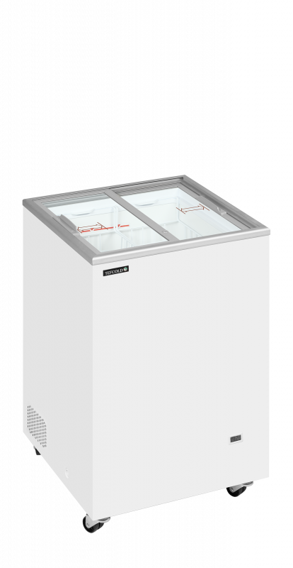 TefCold IC102SC Kummefryser 91 liter med fladt glasskydel&aring;g hvid