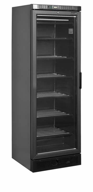 TefCold UFSC371G Sort L/H Displayfryser med varmetr&aring;de i glasd&oslash;ren 270 liter