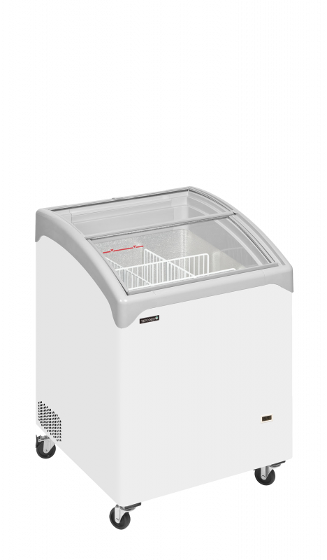 TefCold Elegant kummefryser NIC101SCEB med buet glasskydel&aring;g 115 liter hvid