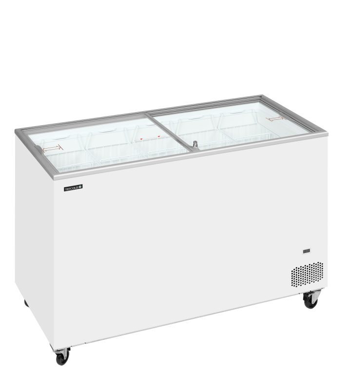 TefCold IC402SC Kummefryser 350 liter med fladt glasskydel&aring;g hvid