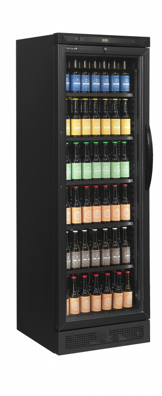 TefCold CEV425 BLACK L/H Sort display k&oslash;leskab med venstreh&aelig;ngt d&oslash;r 219 liter